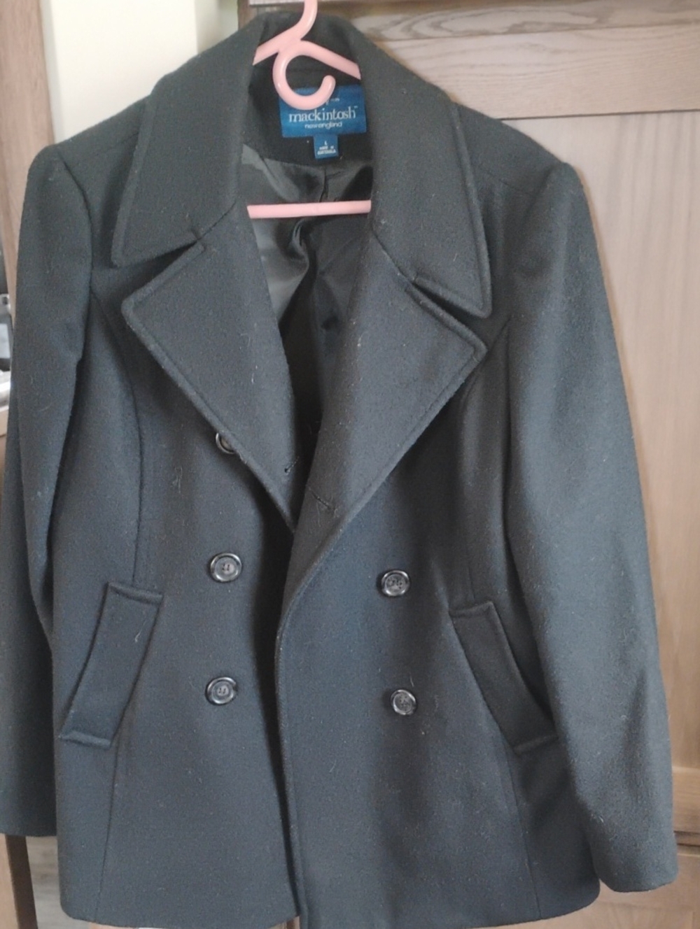 Black Wool Peacoat - Women's's Double-Breasted Jacket